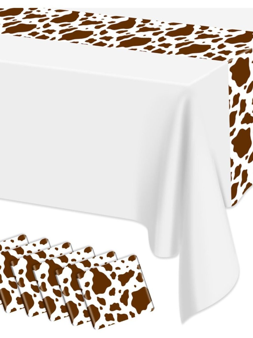 6 Pcs Cow Print Table Runner, 14 x 108 in Brown Cow Table Runner Farm Cow Print